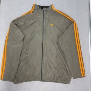 Adidas Clima365 Track Jacket Mens Large Green Orange 3-Stripes Athletic Full Zip
